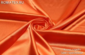 Ткань для пэчворка Атлас стрейч цвет оранжевый