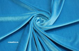 Обивочная ткань  Бархат стрейч цвет голубой