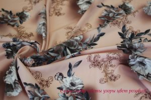 Ткань для платков Ниагара супер софт цветы узоры розовый