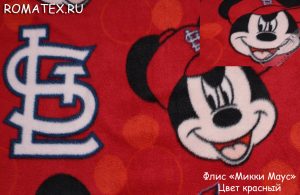 Ткань для жакета Флис Микки Маус цвет красный